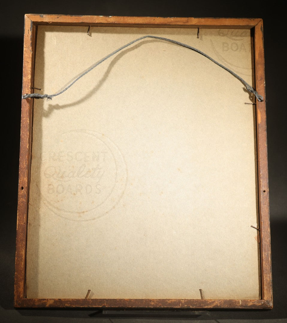 Antique WWI Era Patriotic Glitter-On-Paper Motto, "May God Be with Our Soldier Boys Until We Meet Again," Framed, Gold Star Motif