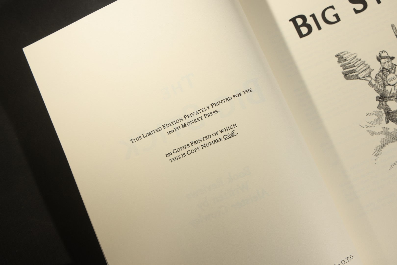 "The Big Stick" Modern Limited Edition Book of Book Reviews by Aleister Crowley, Published by 100th Monkey Press, Spring Equinox, 2015, Copy Number 065 of 150