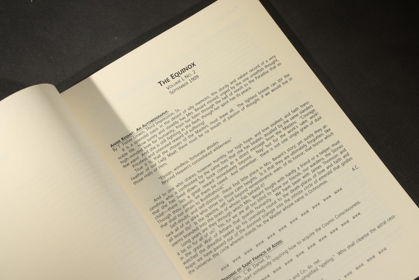 "The Big Stick" Modern Limited Edition Book of Book Reviews by Aleister Crowley, Published by 100th Monkey Press, Spring Equinox, 2015, Copy Number 065 of 150