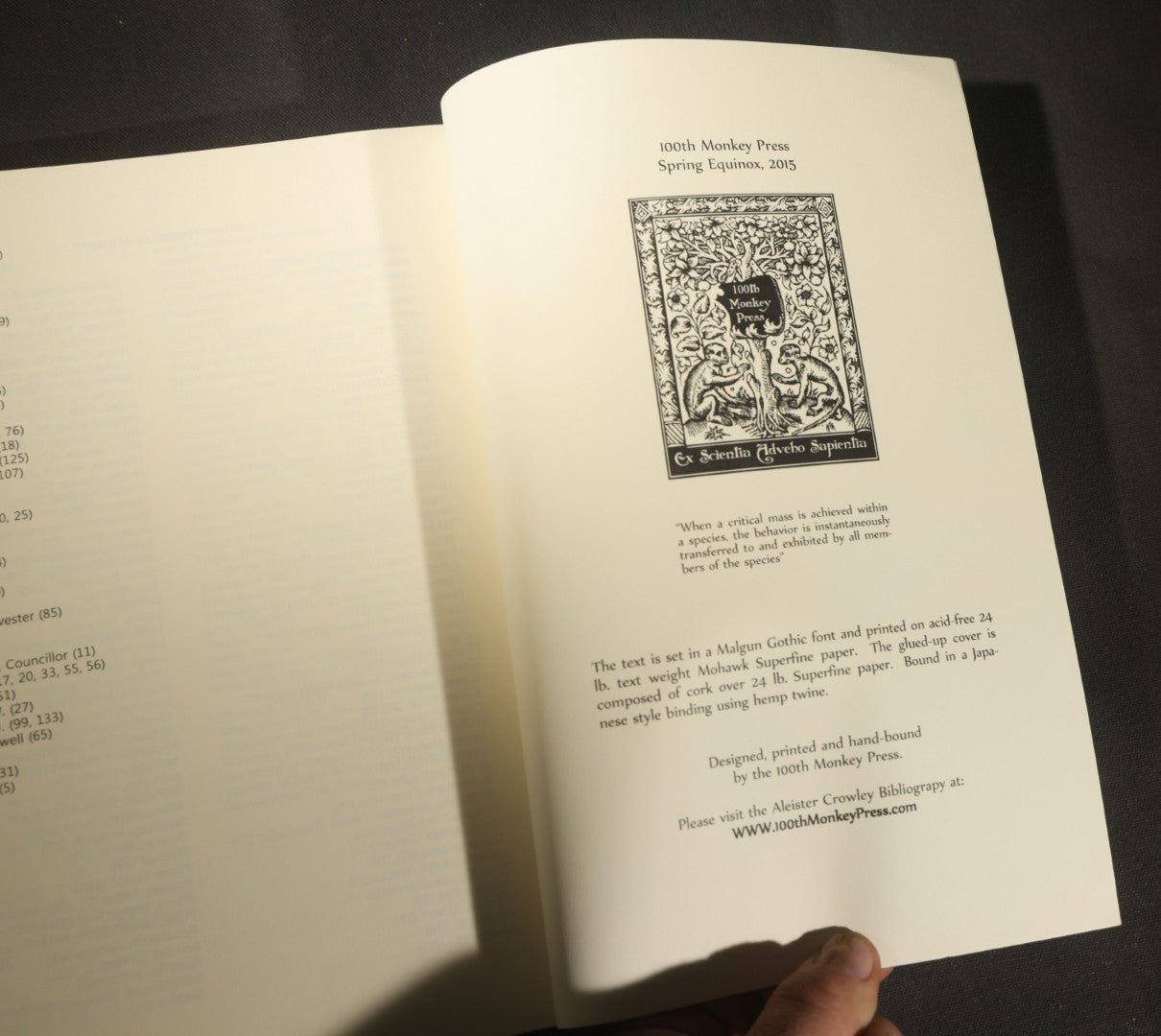"The Big Stick" Modern Limited Edition Book of Book Reviews by Aleister Crowley, Published by 100th Monkey Press, Spring Equinox, 2015, Copy Number 065 of 150