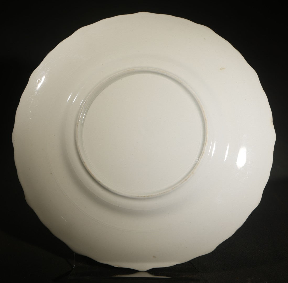 Antique Porcelain 1910 Calendar Plate with Cherubs, New Year Bell, and Hourglass Motif, Note Chip to Lower Center Rim