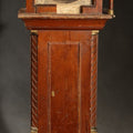 Lot 067 - Antique Tall Case Clock-Form Pocket Watch Holder with Moon Phase Dial Face and Partial Maker's Label, Note Poor Condition, 14" H