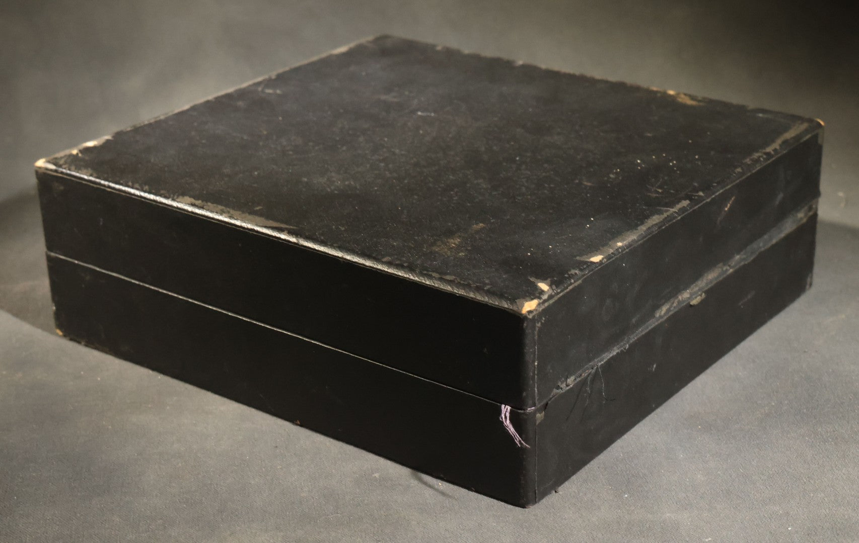 Vintage Portable Catholic Travel Mass Kit with Gilt Crucifix, Candlesticks, Bowls, and Glass Holy Water Bottle in Black Case with Purple Silk Lining