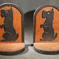 Lot 029 - Pair of Antique Folk Art Carved and Painted Wood Bookends with Seated Scottie Dog Silhouette Figures, 9-3/8" H each
