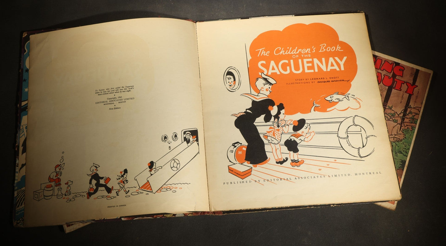 Trio of Vintage Children's Books Including "The Children's Book of the Saguenay," First Edition, 1945, and Two Copies of "Sleeping Beauty" Pictured by Gordon Robinson, Published by Samuel Gabriel Sons & Company