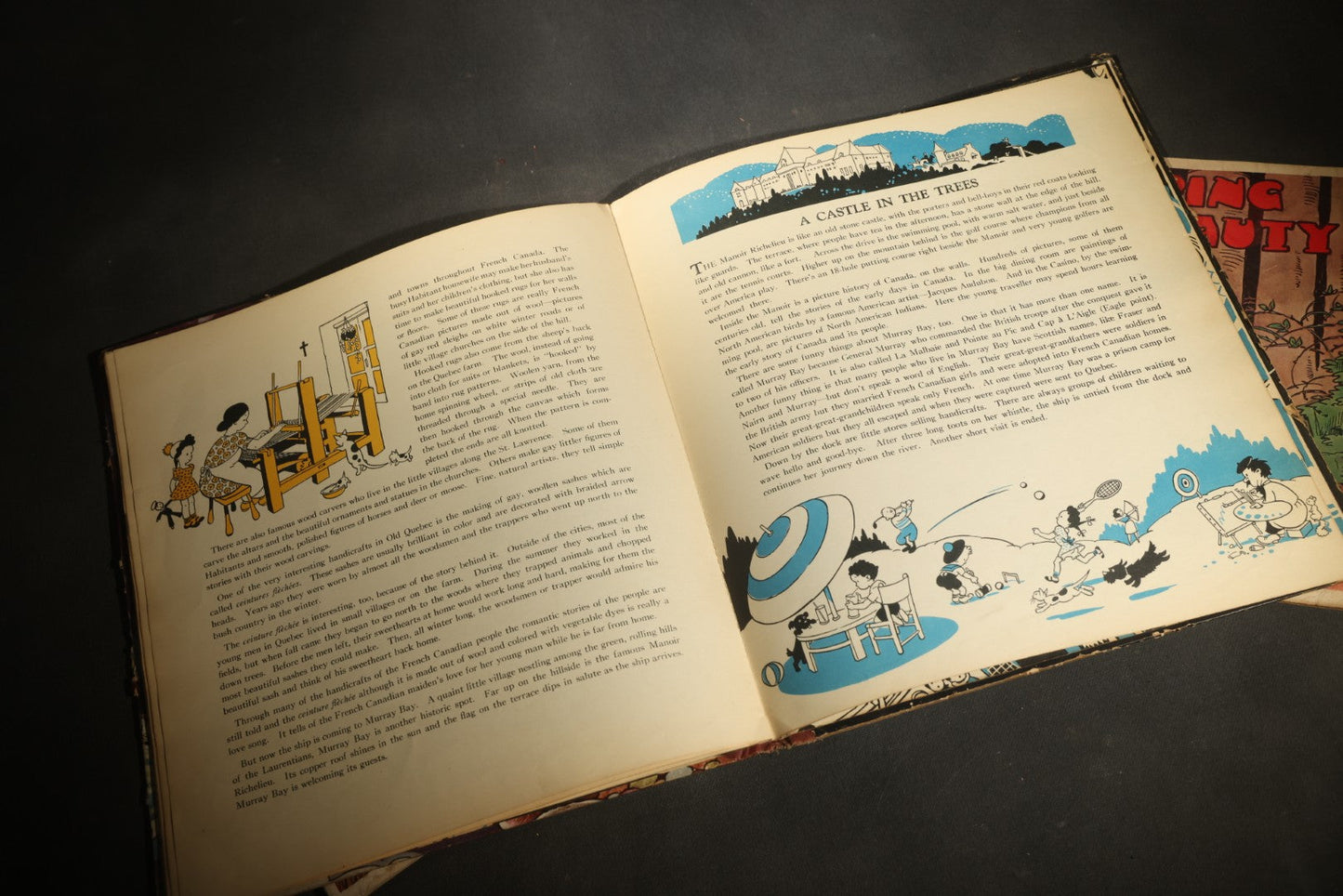 Trio of Vintage Children's Books Including "The Children's Book of the Saguenay," First Edition, 1945, and Two Copies of "Sleeping Beauty" Pictured by Gordon Robinson, Published by Samuel Gabriel Sons & Company
