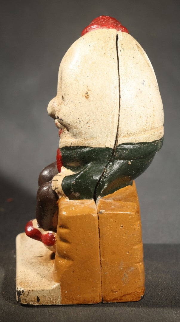 Vintage Cast Iron Humpty Dumpty Still Bank, Later Paint
