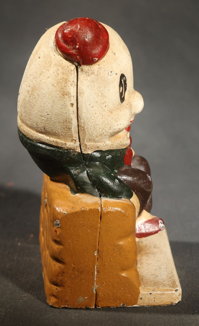 Vintage Cast Iron Humpty Dumpty Still Bank, Later Paint