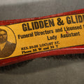 Lot 016 - Antique Advertising Clothes Brush, Glidden & Glidden Funeral Directors and Licensed Embalmers, Dover, New Hampshire, 6-3/4" L