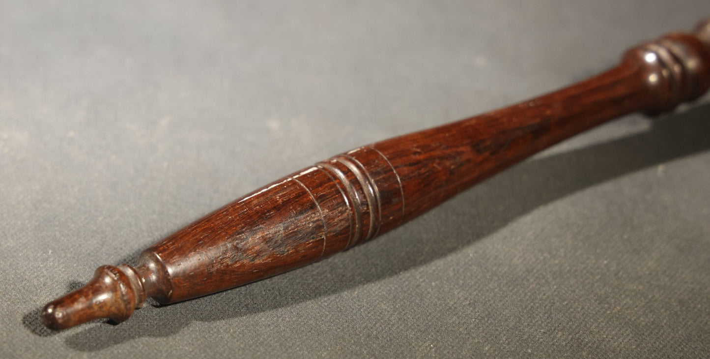Antique Turned Wood Gavel with Ringed Head and Tapered Handle