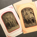 Lot 106 - Pair of Antique Tintype Photographs of Groups of Men in Paper Frames