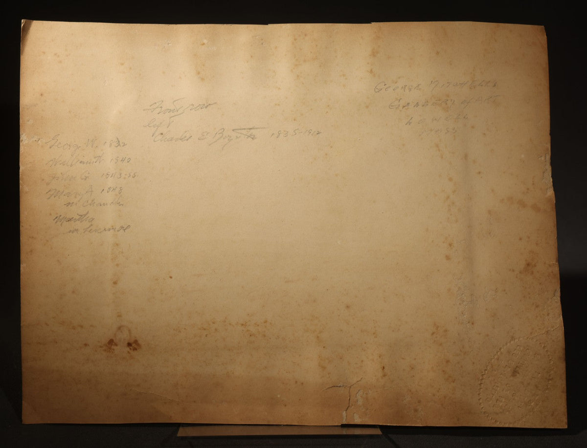 Trio of Antique Board-Mounted Photographs of Group Portraits, Including Seven Men Photographed by Geo. E. Mitchell's Gallery of Art, Lowell, Massachusetts, a Large Military or Militia Group with Rifles, and Ten Men on Building Steps