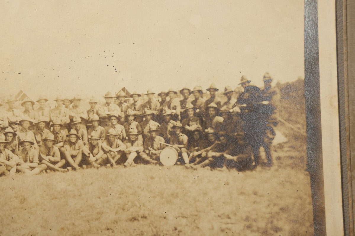 Trio of Antique Board-Mounted Photographs of Group Portraits, Including Seven Men Photographed by Geo. E. Mitchell's Gallery of Art, Lowell, Massachusetts, a Large Military or Militia Group with Rifles, and Ten Men on Building Steps