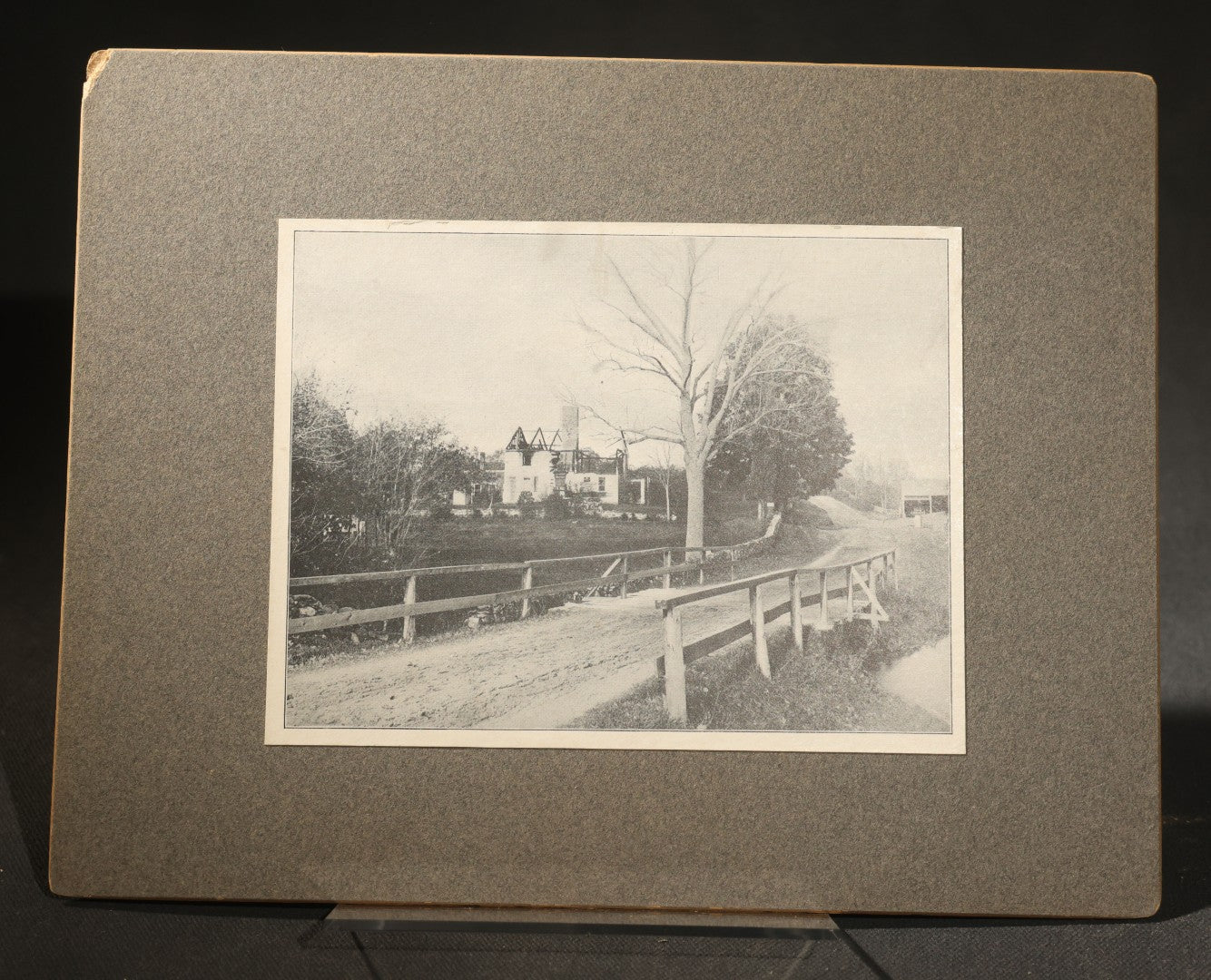 Grouping of Five Antique Board-Mounted Photographs of New England and California Homes, Including a House Inscribed "Our Little Home, Los Angeles, California, 1897," And a Print of John Greenleaf Whittier's Fire-Damaged House