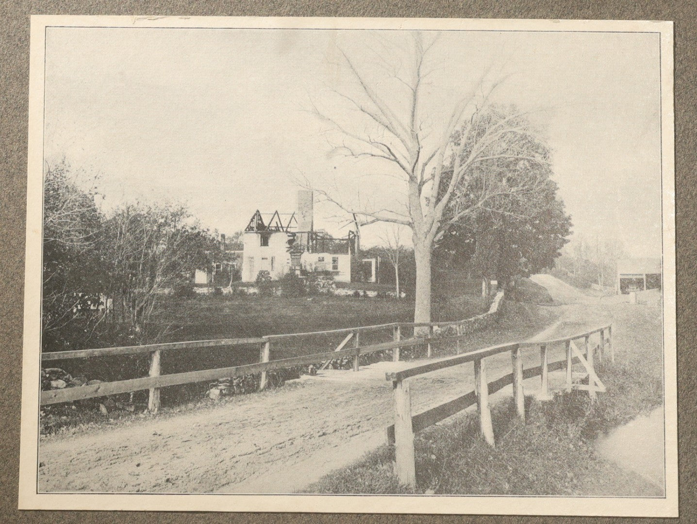Grouping of Five Antique Board-Mounted Photographs of New England and California Homes, Including a House Inscribed "Our Little Home, Los Angeles, California, 1897," And a Print of John Greenleaf Whittier's Fire-Damaged House