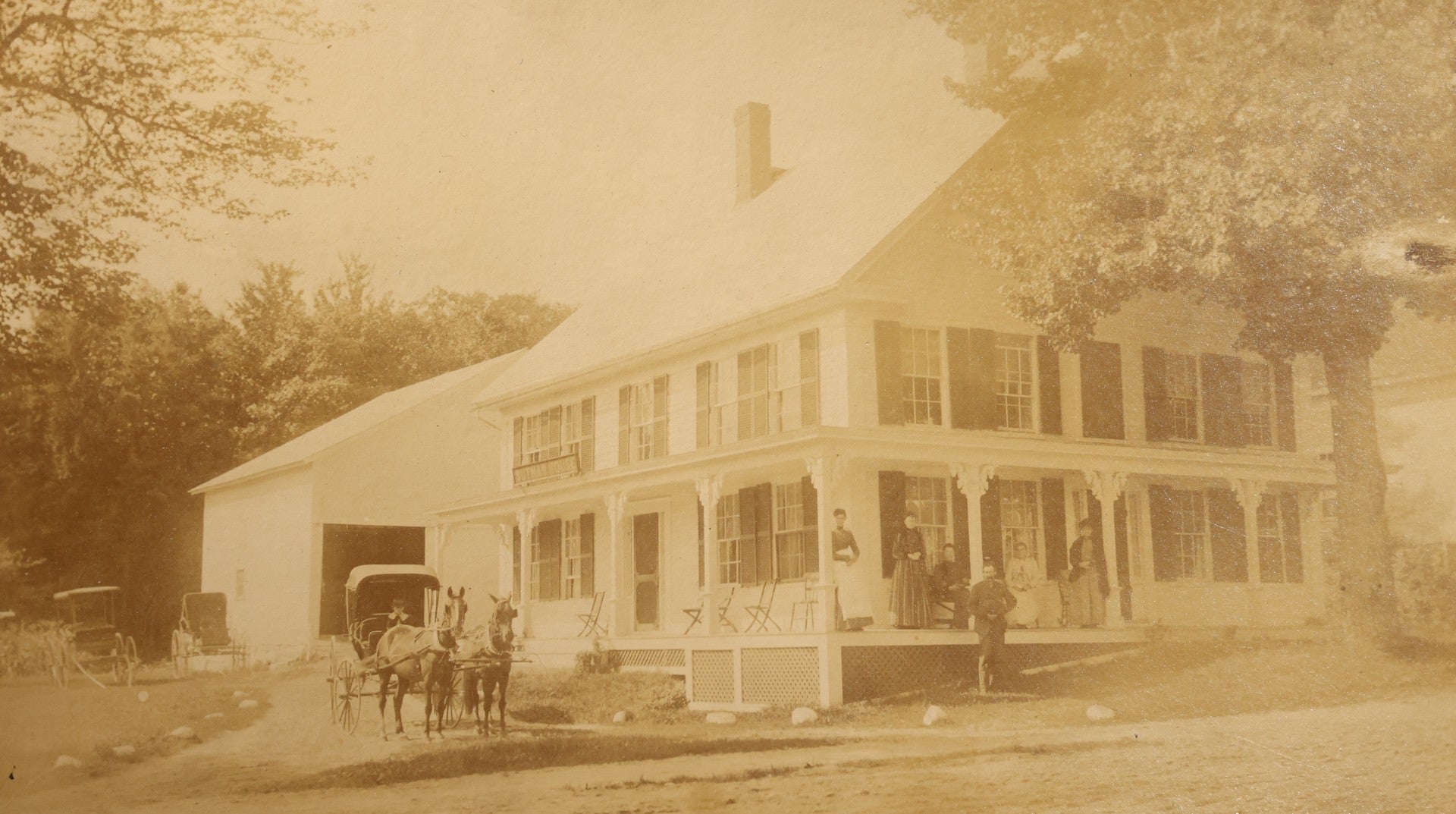 Grouping of Five Antique Board-Mounted Photographs of New England and California Homes, Including a House Inscribed "Our Little Home, Los Angeles, California, 1897," And a Print of John Greenleaf Whittier's Fire-Damaged House