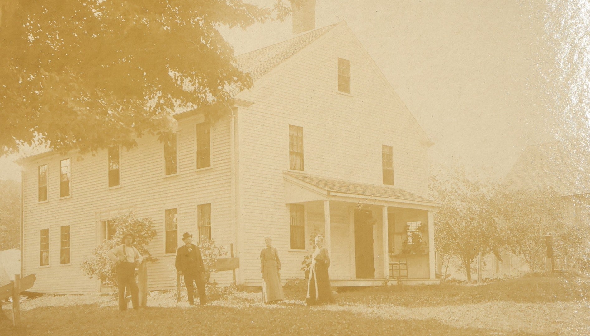 Grouping of Five Antique Board-Mounted Photographs of New England and California Homes, Including a House Inscribed "Our Little Home, Los Angeles, California, 1897," And a Print of John Greenleaf Whittier's Fire-Damaged House