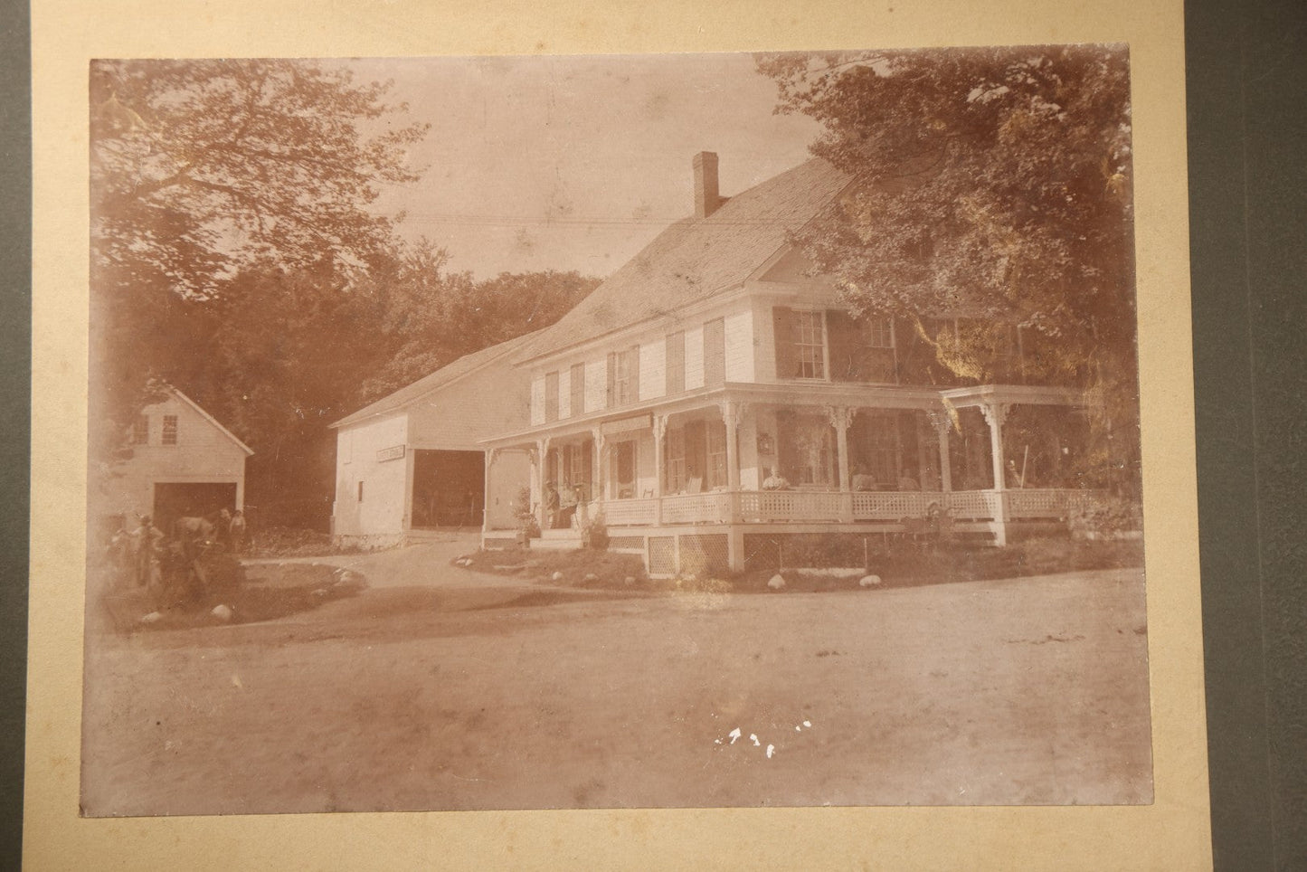 Grouping of Five Antique Board-Mounted Photographs of New England and California Homes, Including a House Inscribed "Our Little Home, Los Angeles, California, 1897," And a Print of John Greenleaf Whittier's Fire-Damaged House