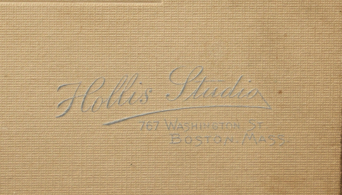 Trio of Antique Board-Mounted Photographs Including a Cabinet Card of a Boy with Violin, by Hardy, Boston, a Horse-Drawn Carriage Party by J. P. Haseltine, Lancaster, New Hampshire, and a Man Posed with Cannons, by Hollis Studio, Boston