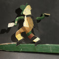 Lot 069 - Vintage Folk Art Painted Wood Whirligig with Running Tramp Figure on Arrow Form, 15-1/2" L