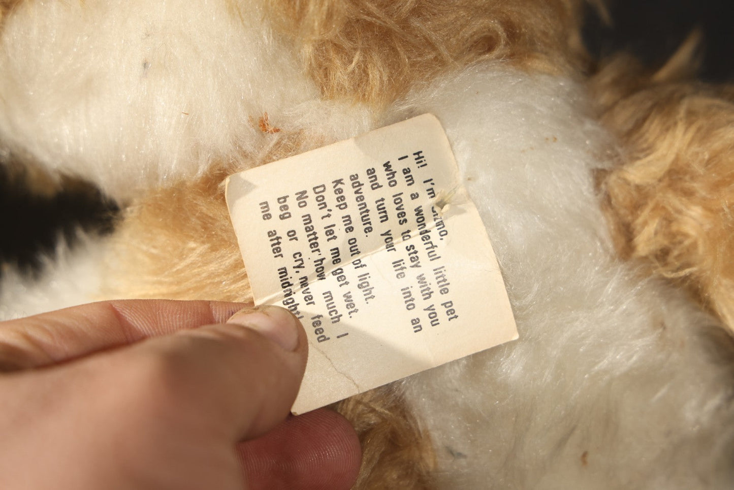 Vintage Mohair "I'M a Gremlin" Novelty Plush Toy with Original Paper Tag, Note Detached Hand