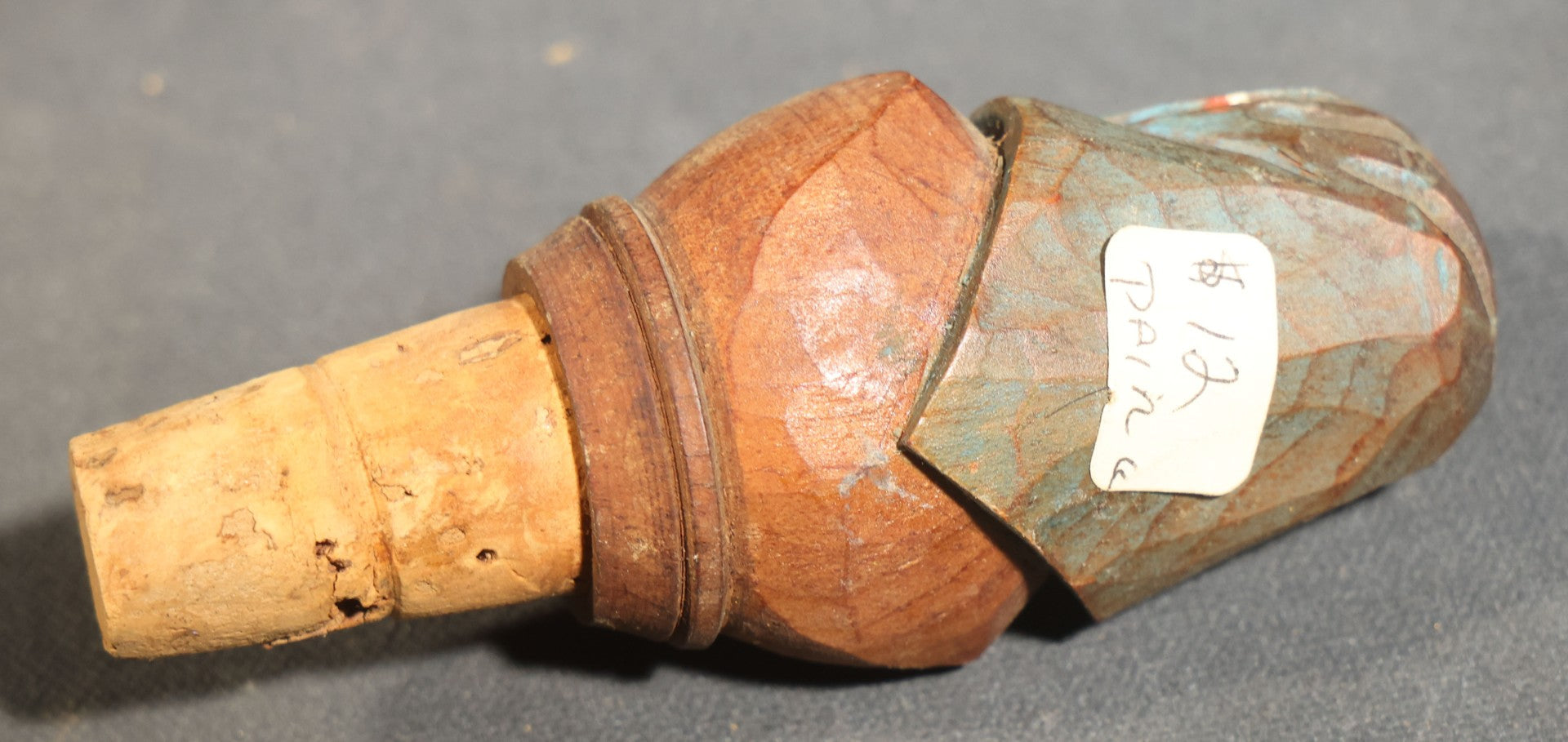 Grouping of Nine Vintage Carved and Painted Wood Figural Bottle Stoppers Including Animated Examples