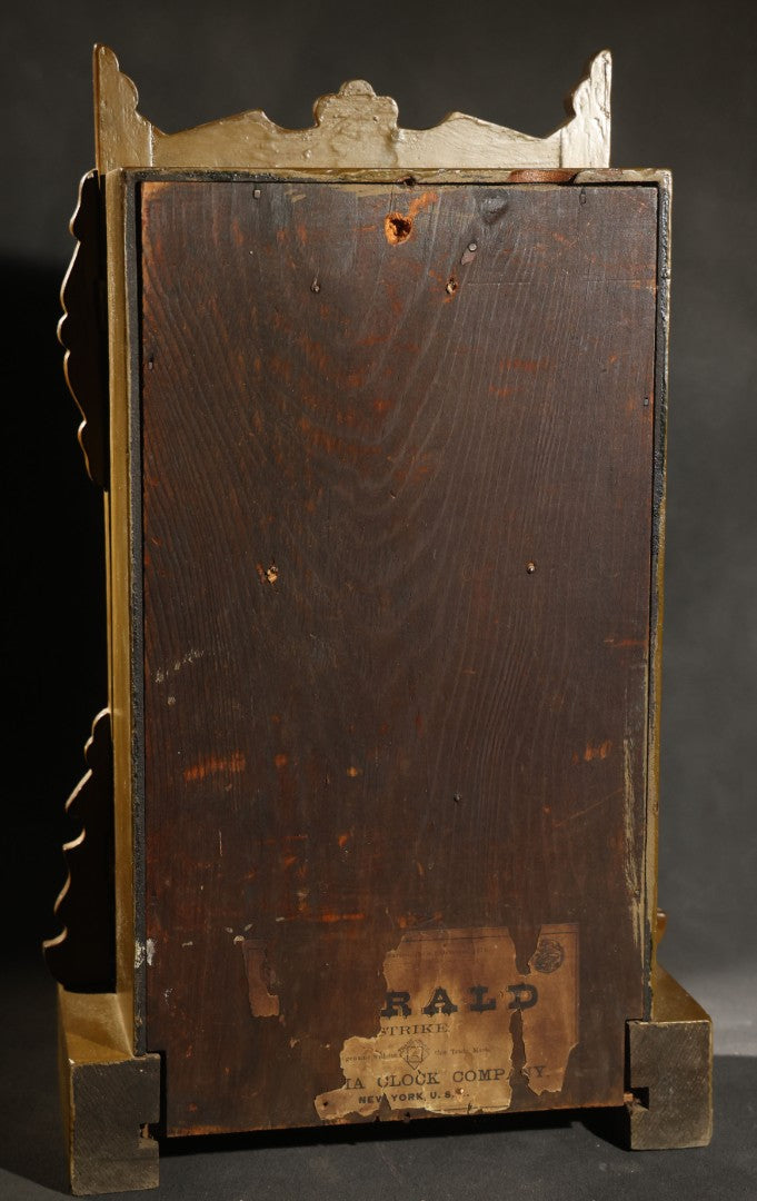 Antique Reverse-Painted Eagle Mantel Clock with Time and Strike, Ansonia Clock Company, New York