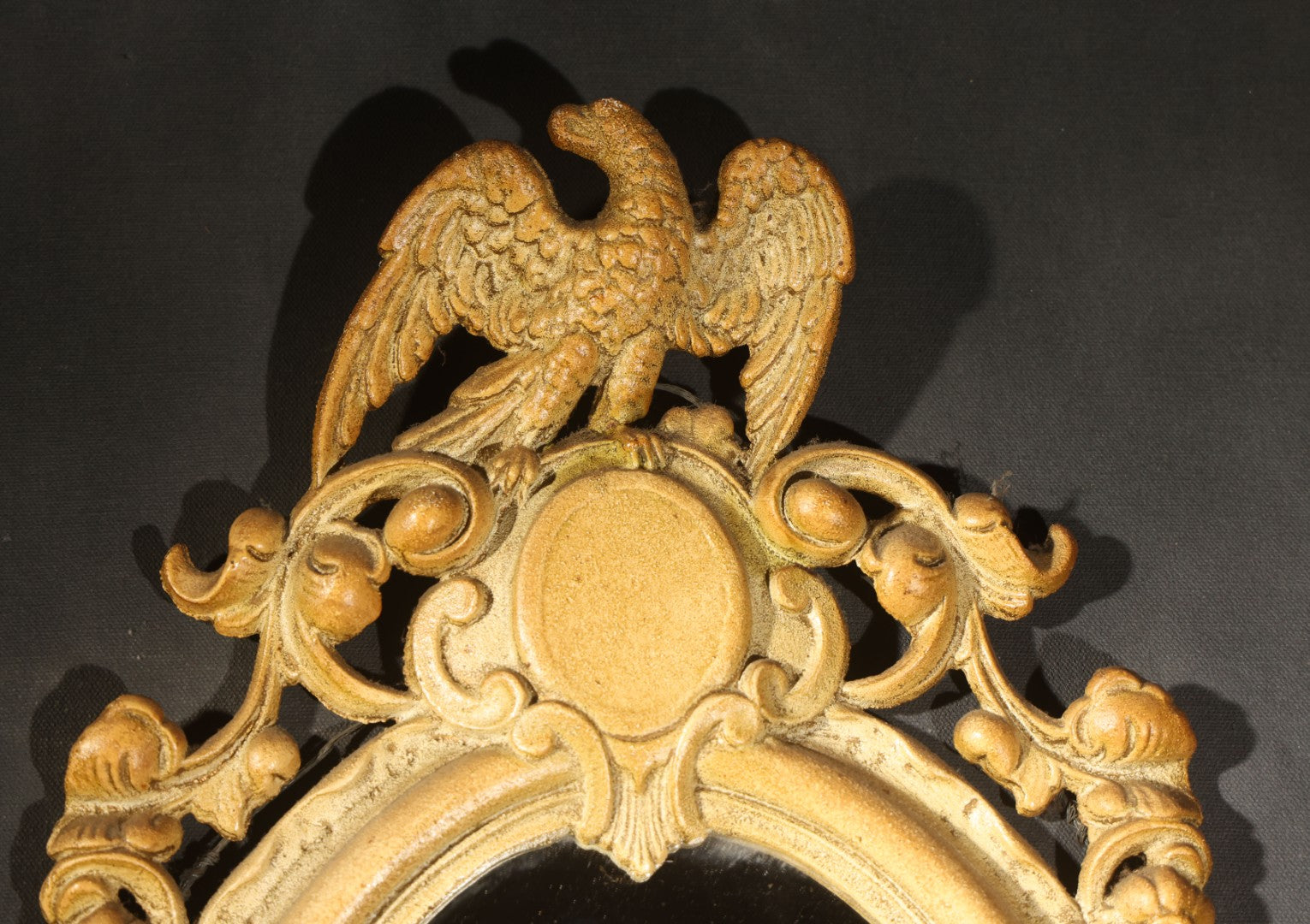 Vintage Cast Iron Mirror with Eagle and American Shield Design, Reproduction of 1862 Patented Original