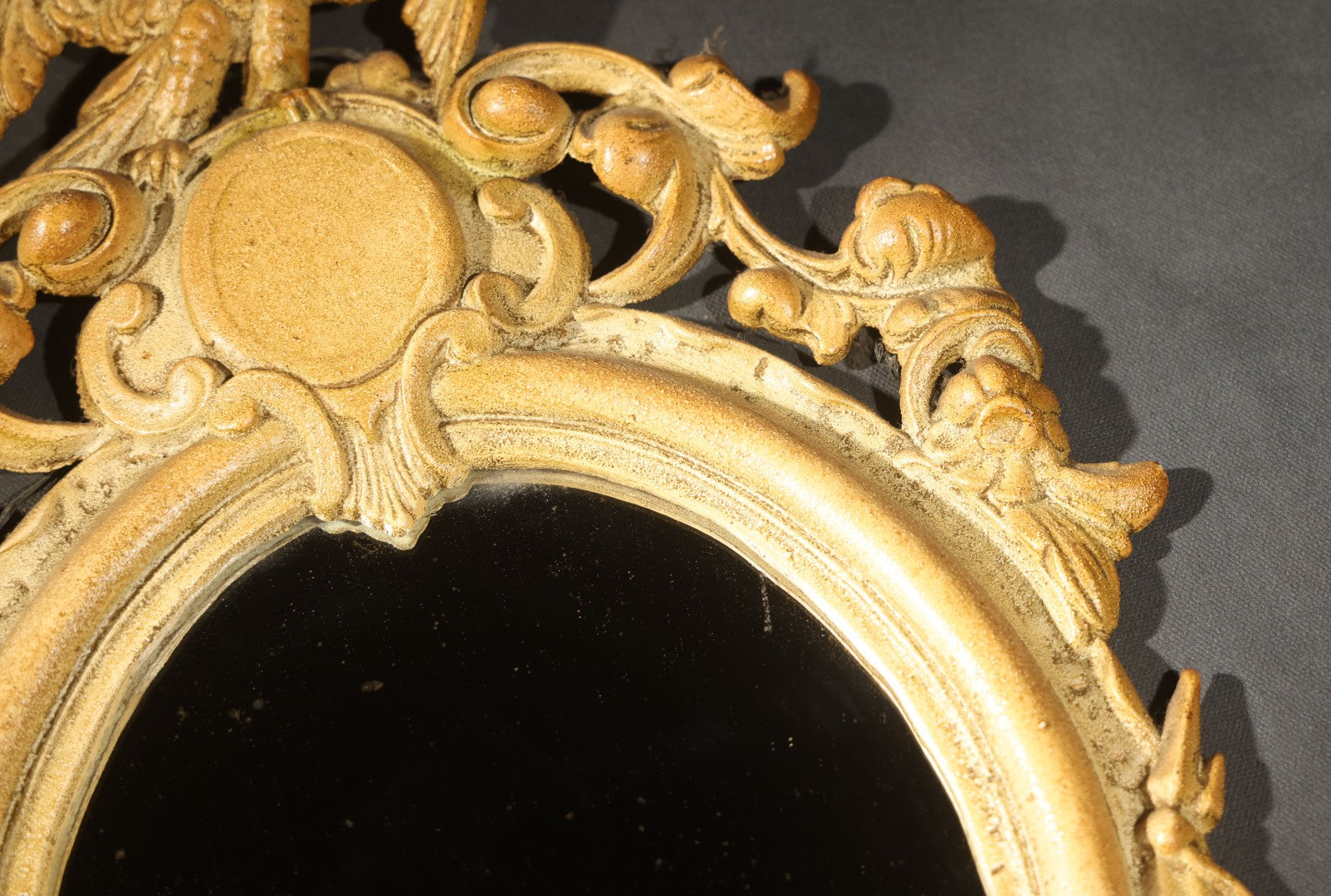 Vintage Cast Iron Mirror with Eagle and American Shield Design, Reproduction of 1862 Patented Original