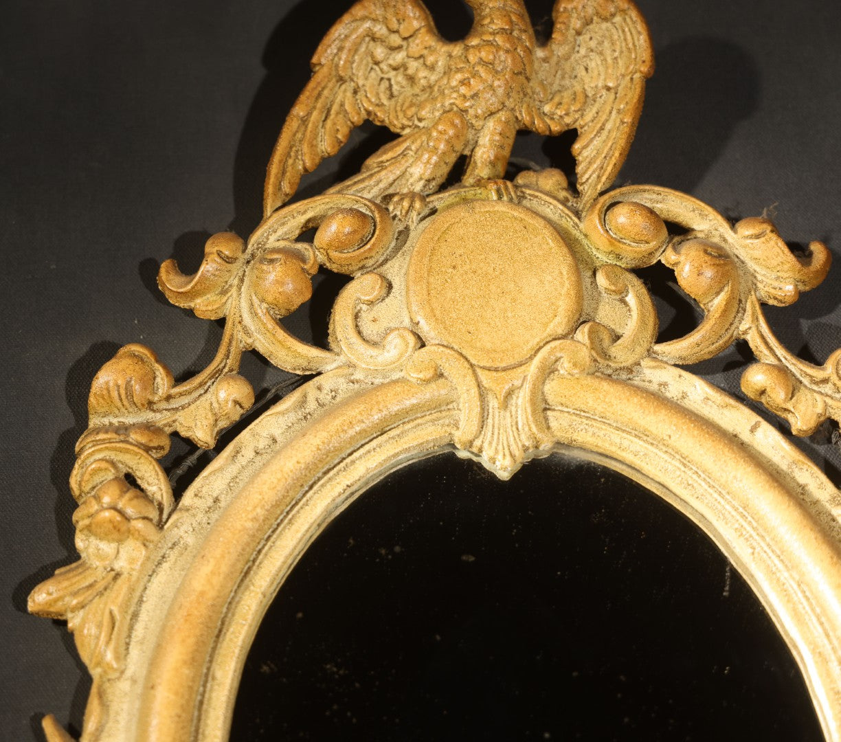 Vintage Cast Iron Mirror with Eagle and American Shield Design, Reproduction of 1862 Patented Original