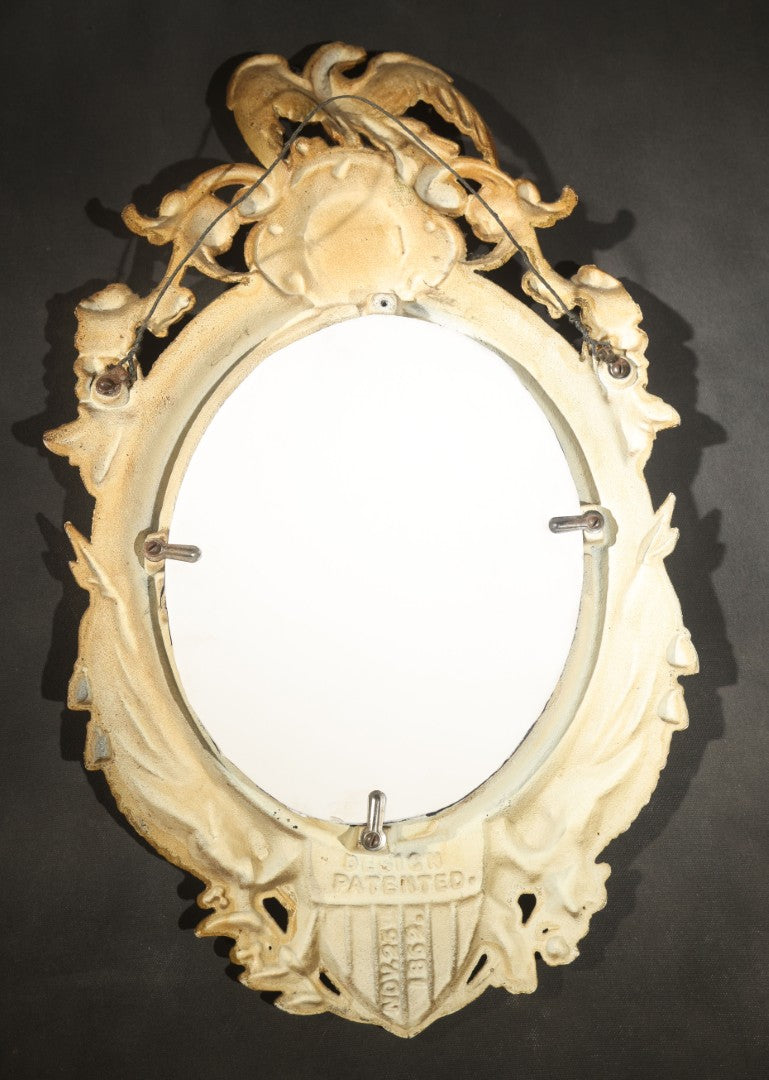 Vintage Cast Iron Mirror with Eagle and American Shield Design, Reproduction of 1862 Patented Original
