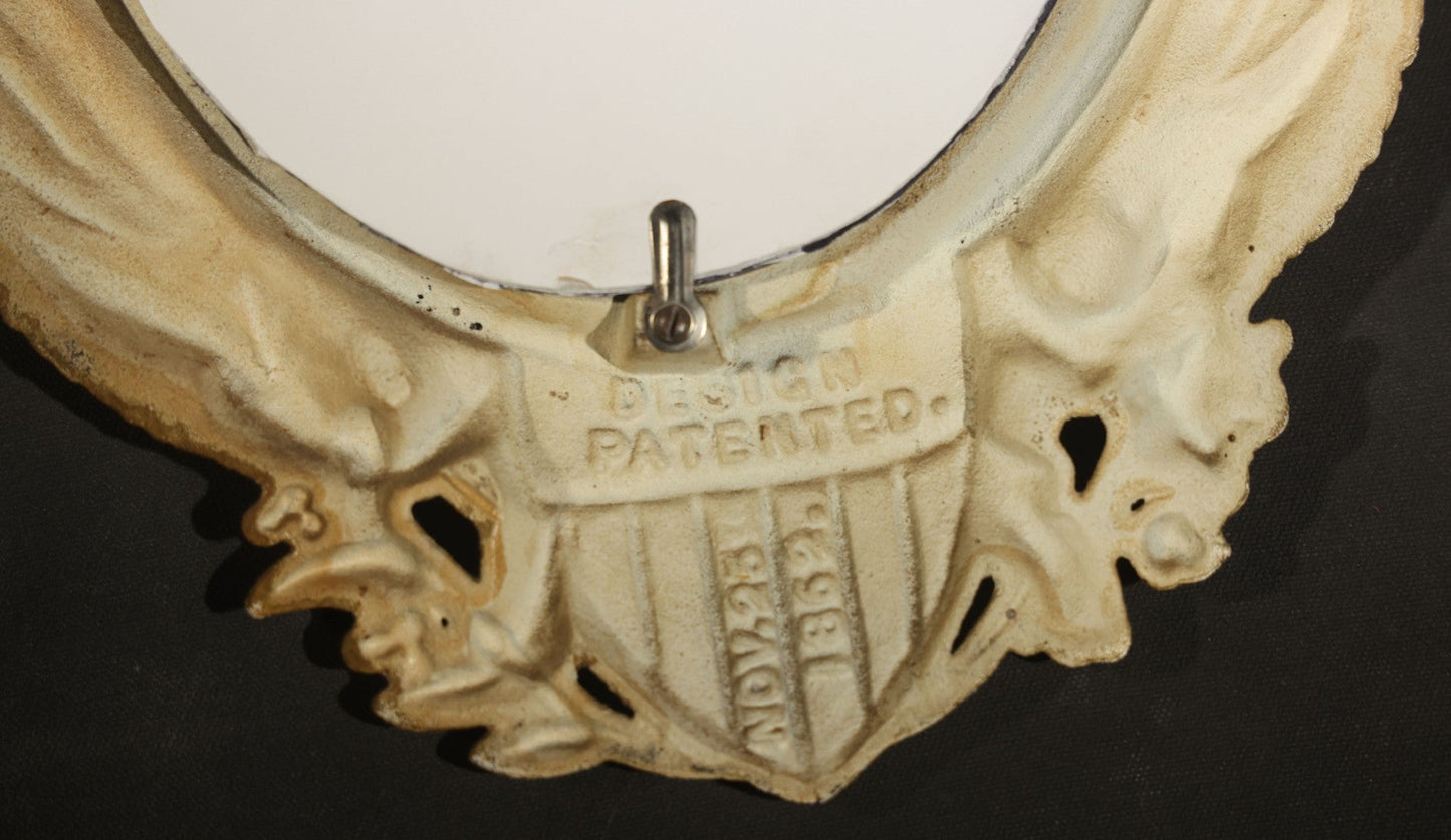 Vintage Cast Iron Mirror with Eagle and American Shield Design, Reproduction of 1862 Patented Original