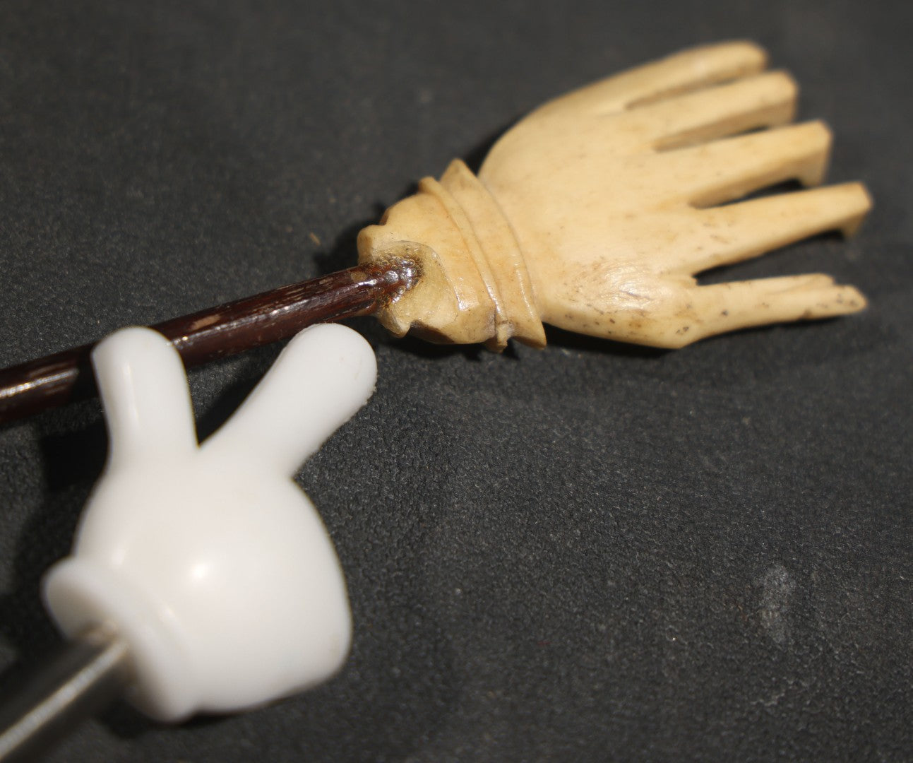 Antique Carved Bone Hand Form Back Scratcher, note chip
