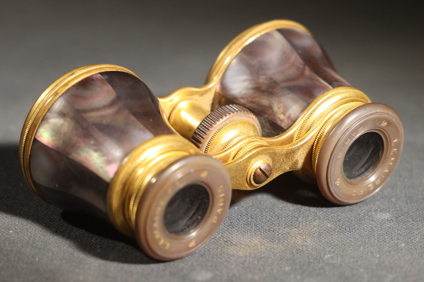 Antique Mother of Pearl Opera Glasses, Lemaire, Paris, with E.B. Meyrowitz London New York Leather Case, Working Condition