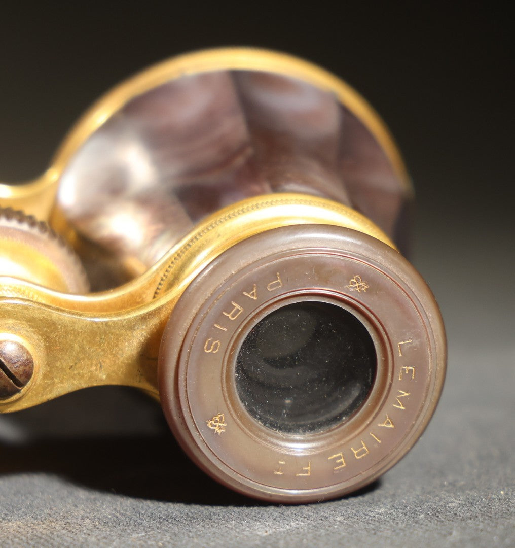 Antique Mother of Pearl Opera Glasses, Lemaire, Paris, with E.B. Meyrowitz London New York Leather Case, Working Condition