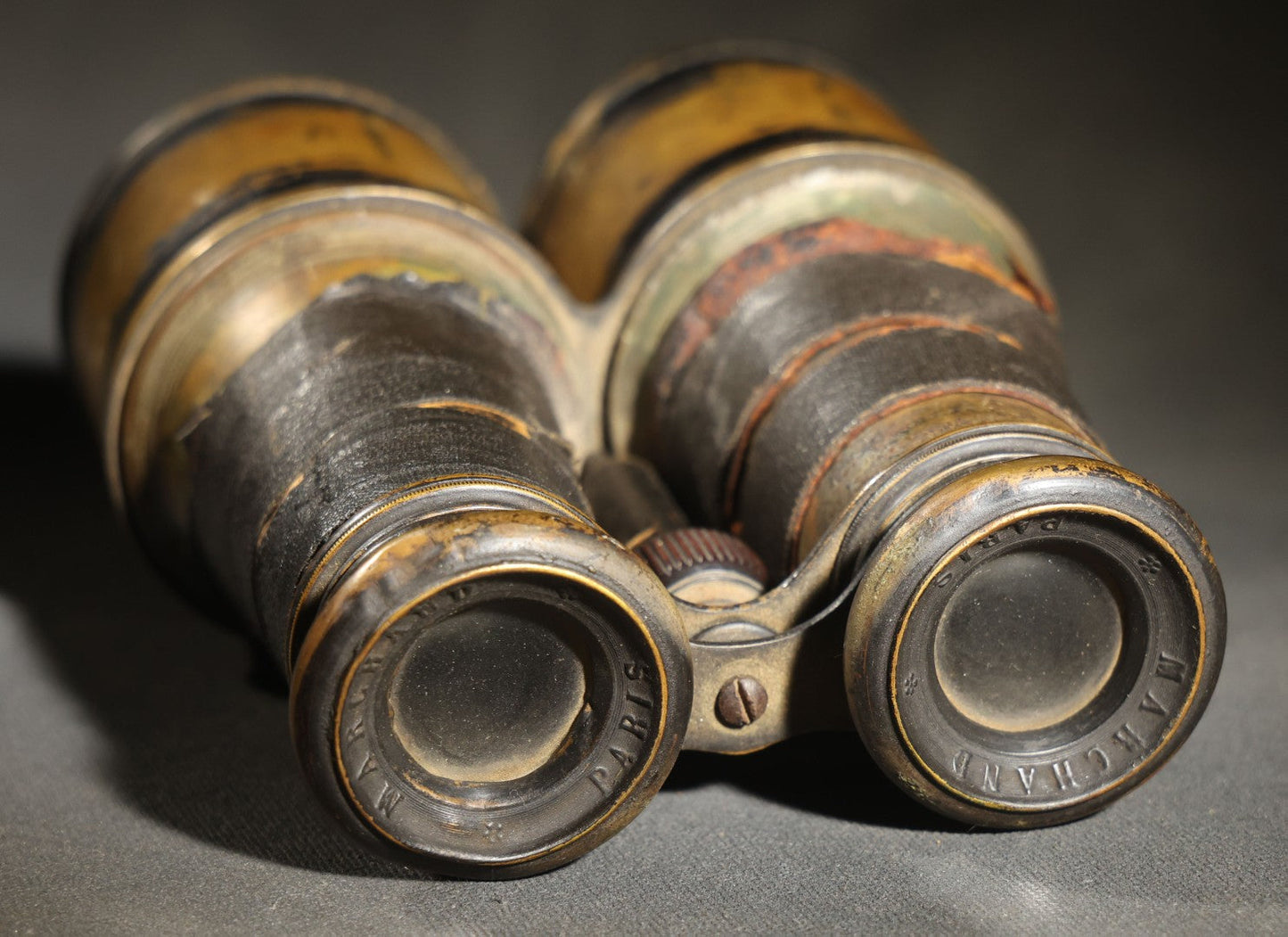 Pair of Antique Opera Glasses Binoculars with Damaged Coverings, Marchand, Paris, Working Condition