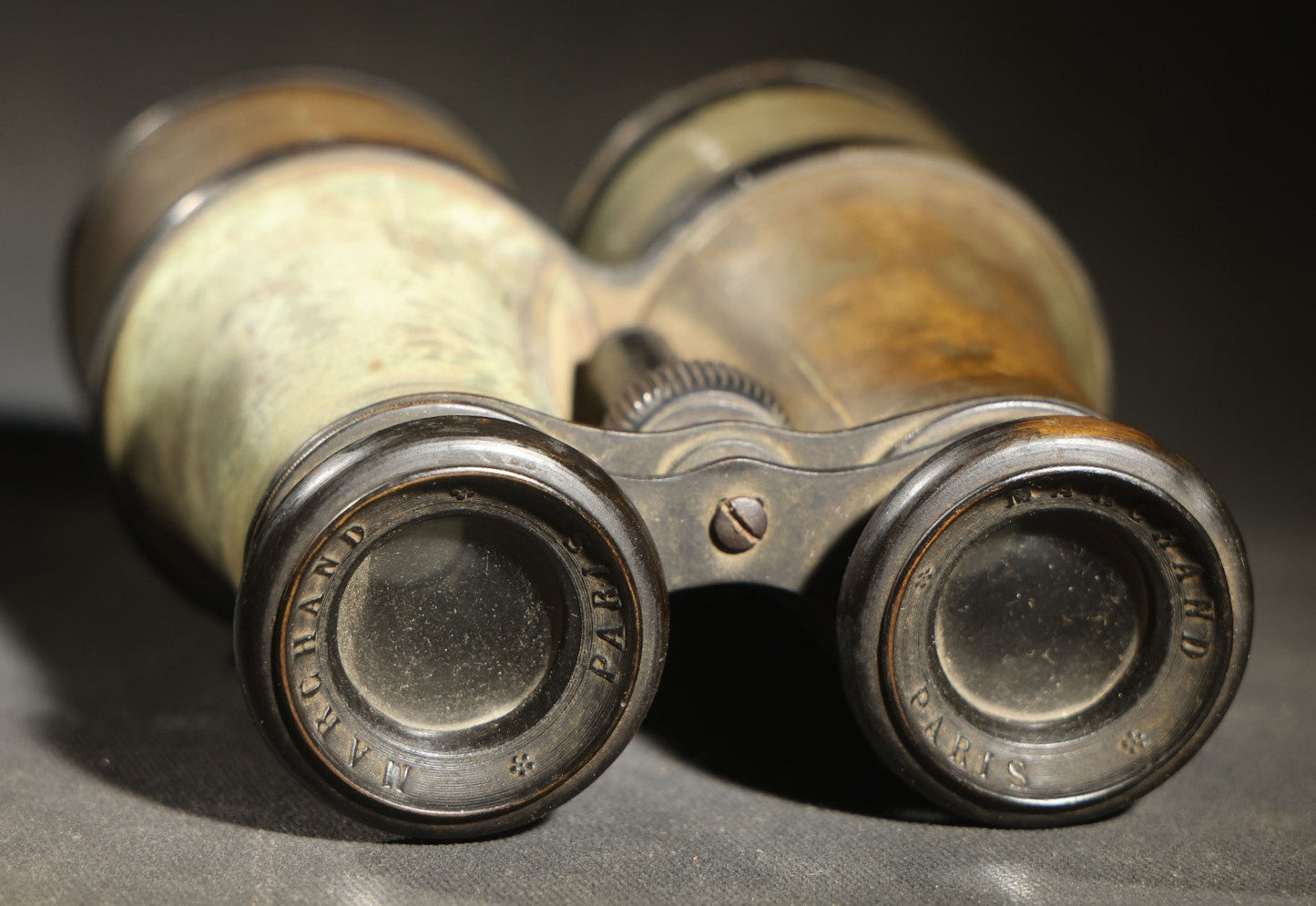 Pair of Antique Opera Glasses Binoculars with Damaged Coverings, Marchand, Paris, Working Condition