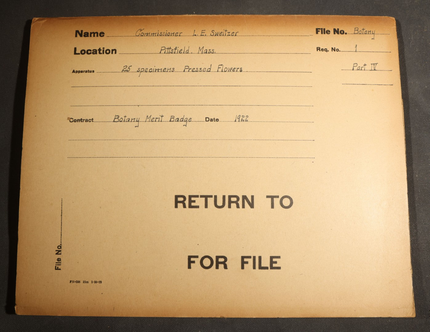 Grouping of five Antique Boy Scout Botany Merit Badge Specimen Collections with Over 100 Pages of Pressed Flowers, Plants, Leaves and Ferns, collected by Commissioner L.E. Sweitzer, Pittsfield, Massachusetts, 1922