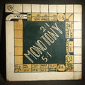 Lot 015 - Antique Folk Art Two-Sided Game Board Hand-Painted on Masonite with "Monotony" Monopoly Parody and Checkerboard, 18" L x 17-3/4" W