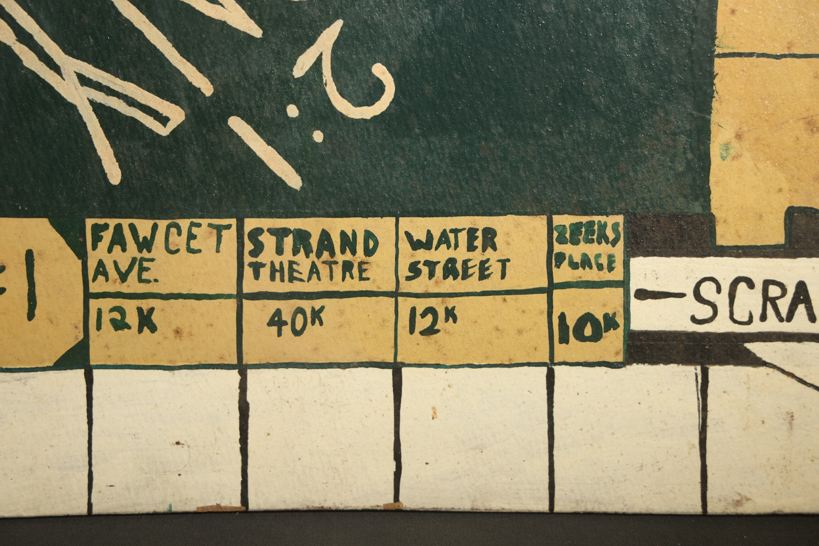 Antique Folk Art Two-Sided Game Board Hand-Painted on Masonite with "Monotony" Monopoly Parody and Checkerboard