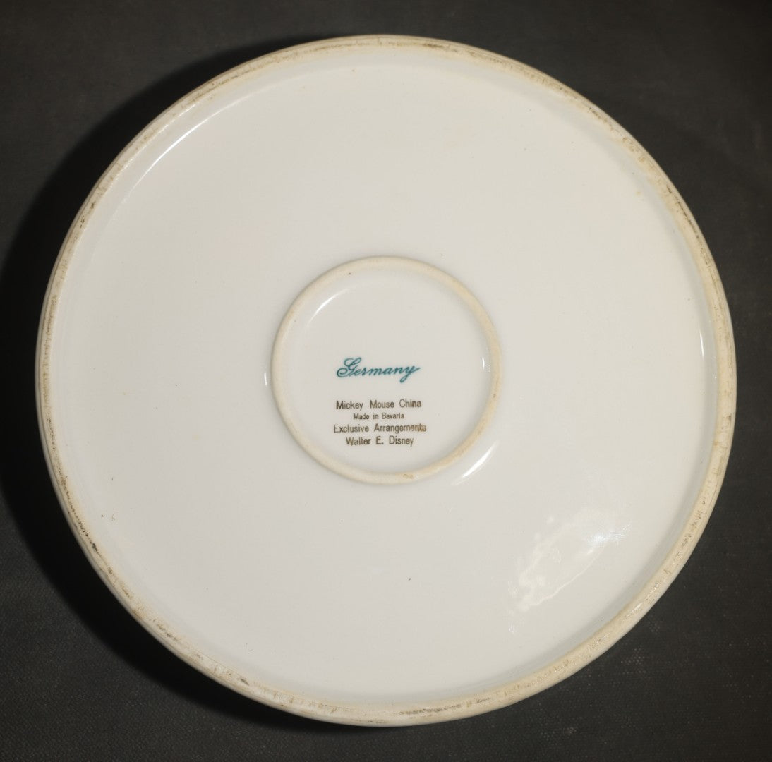 Vintage Mickey Mouse China Alphabet Rim Plate with Train Scene, Made in Bavaria Germany, Circa 1930s, Licensed by Walter E. Disney