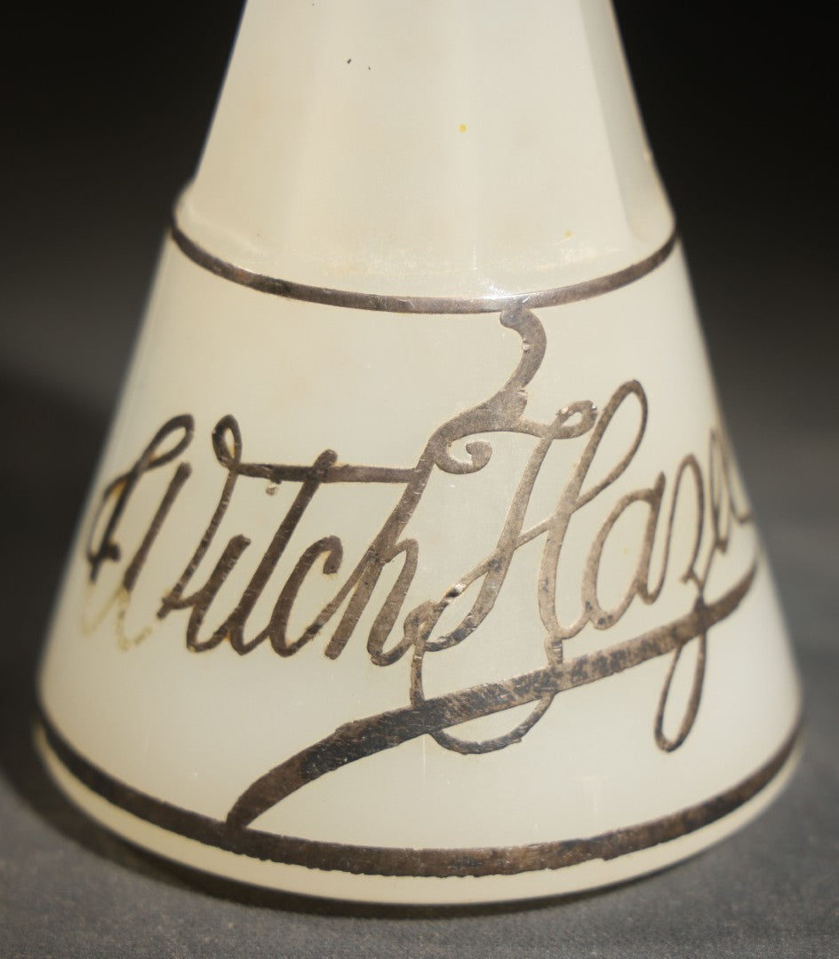 Vintage Witch Hazel Barber Shop Bottle with Silver Toned Overlay, Note Loss to Overlay