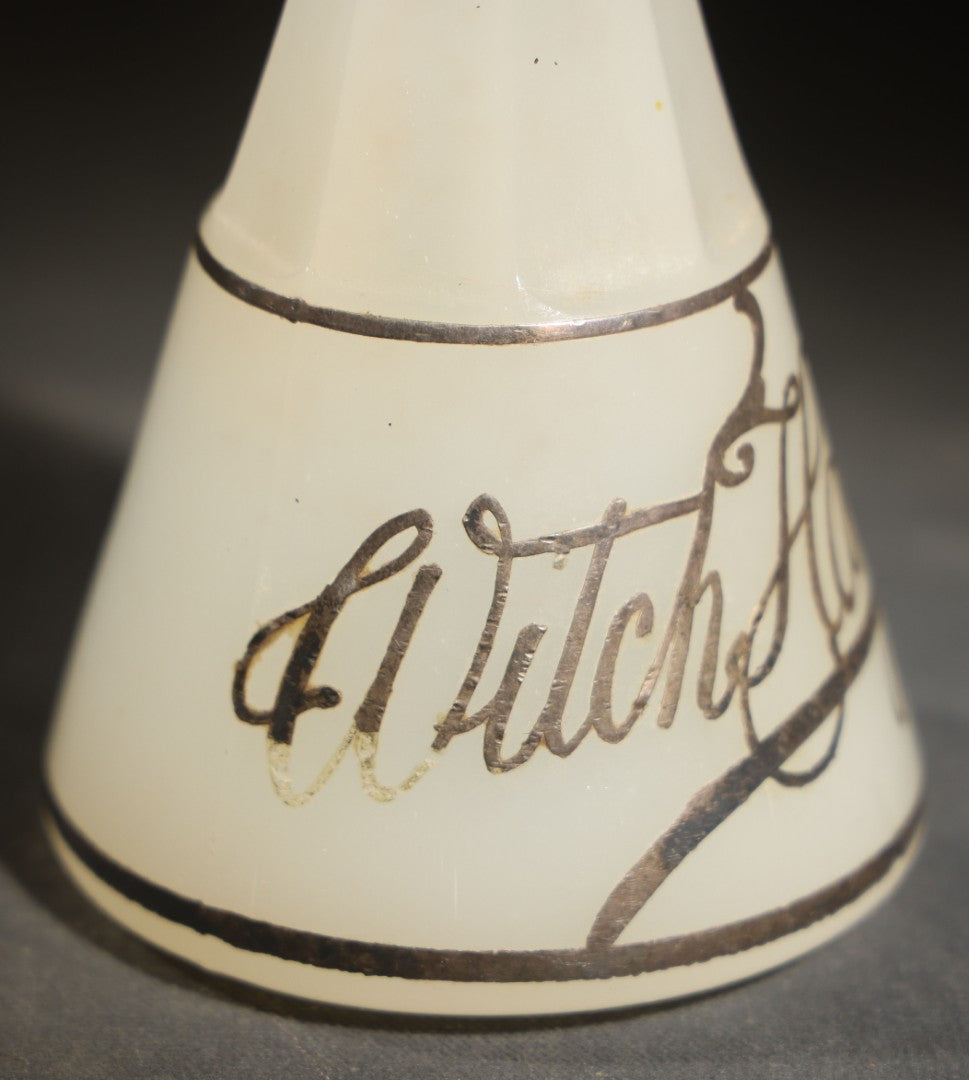 Vintage Witch Hazel Barber Shop Bottle with Silver Toned Overlay, Note Loss to Overlay