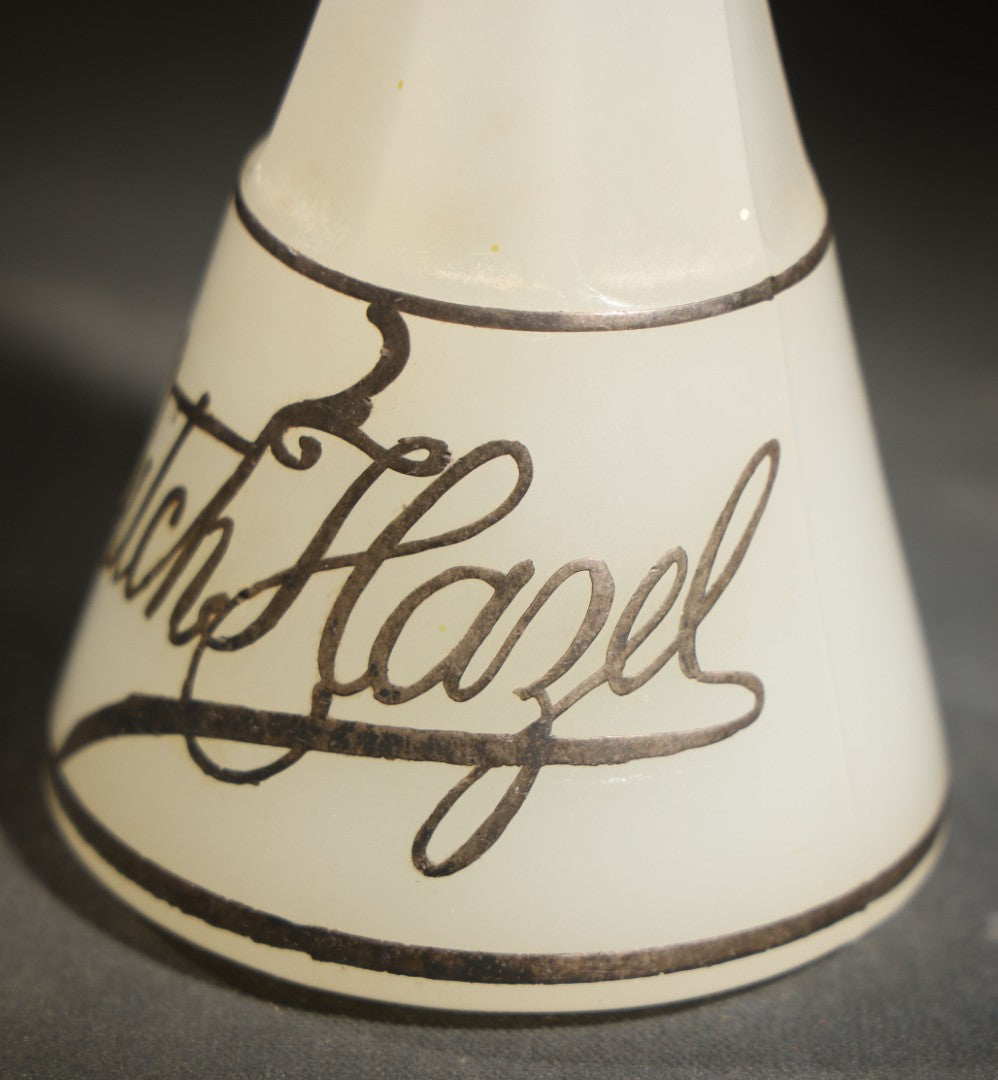 Vintage Witch Hazel Barber Shop Bottle with Silver Toned Overlay, Note Loss to Overlay