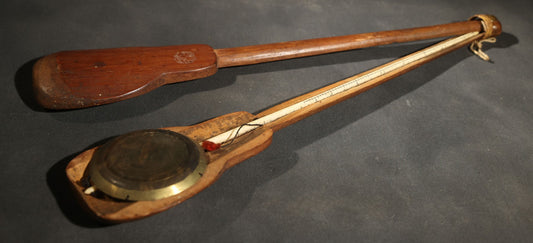 Antique Chinese Wooden Balance Opium Scale with Character-Marked Counterweight Paddle