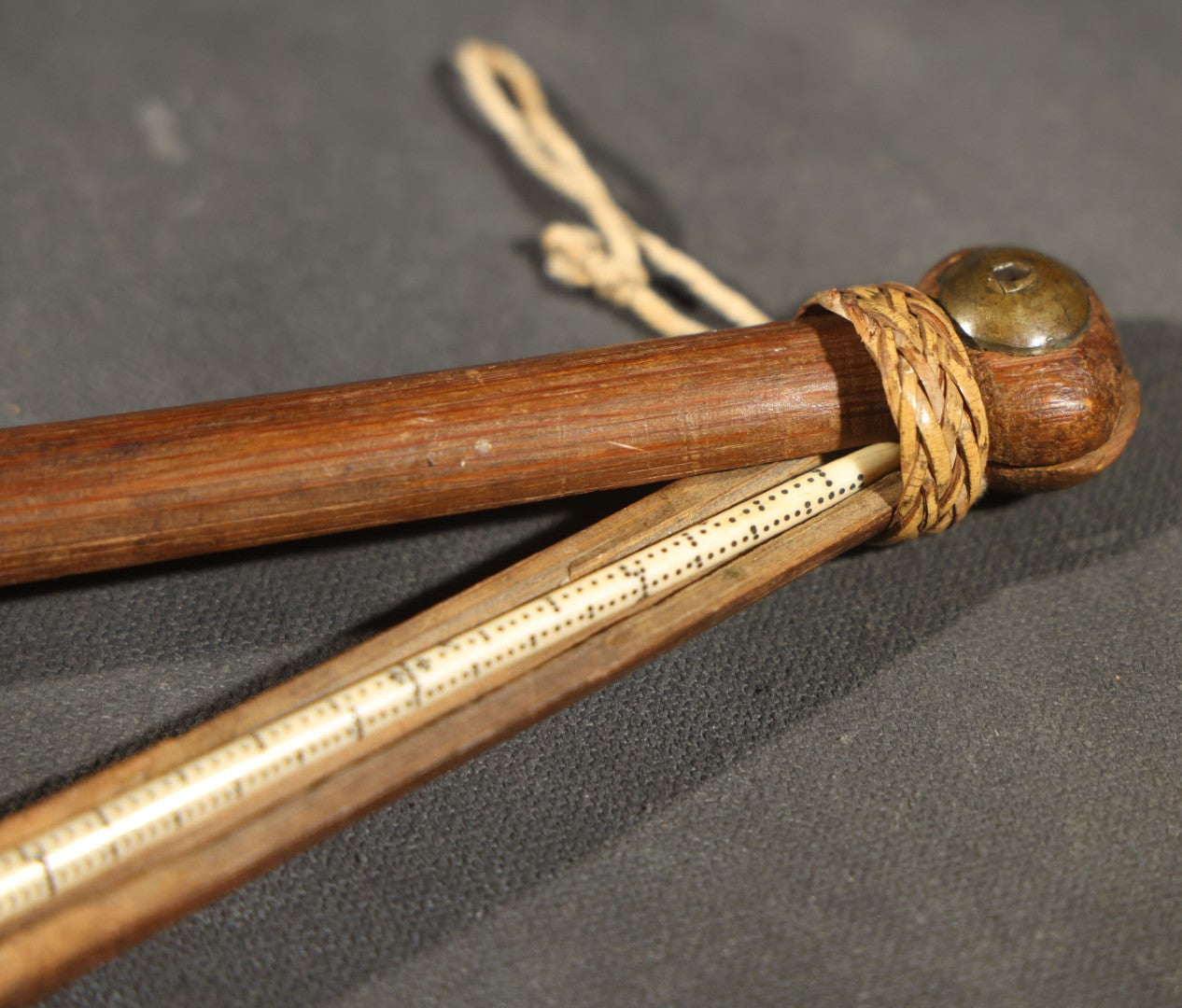 Antique Chinese Wooden Balance Opium Scale with Character-Marked Counterweight Paddle