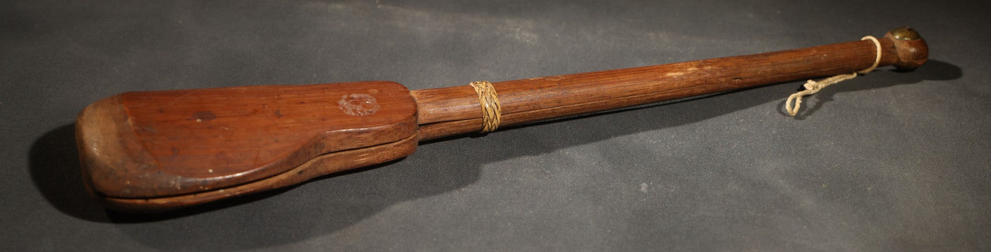 Antique Chinese Wooden Balance Opium Scale with Character-Marked Counterweight Paddle