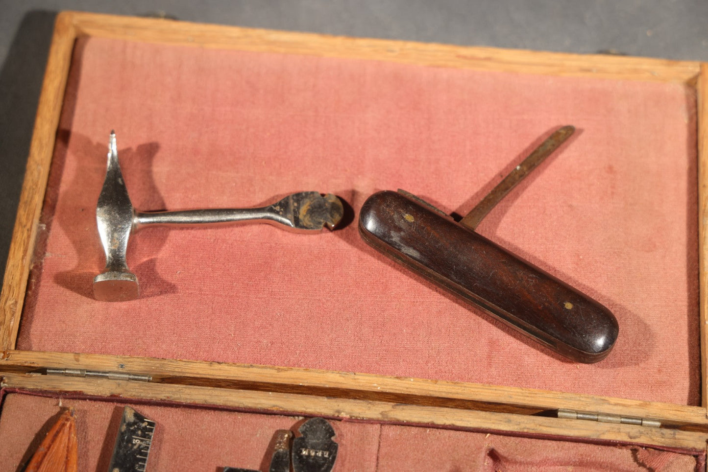 Antique German Medical Instrument Kit in Wooden Box with D.R.G.M. Marked Tools, Modular Handle System