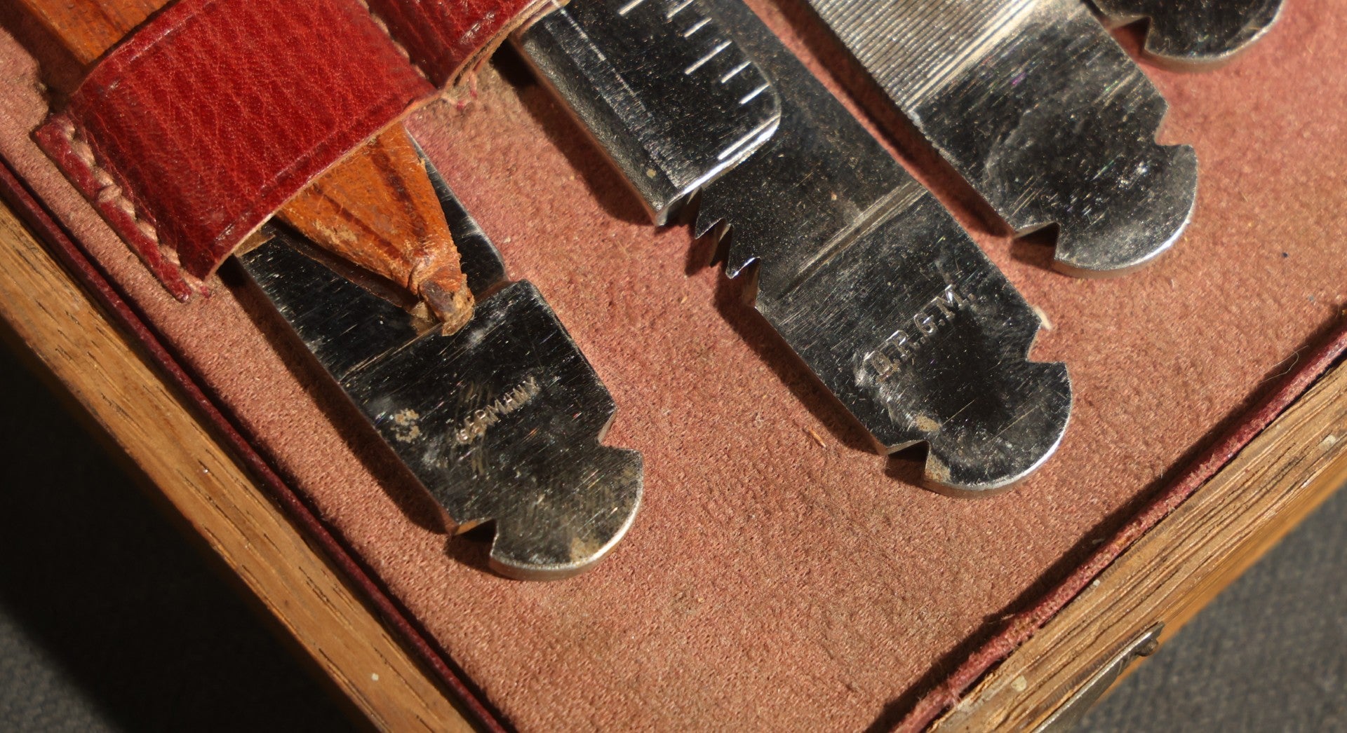 Antique German Medical Instrument Kit in Wooden Box with D.R.G.M. Marked Tools, Modular Handle System