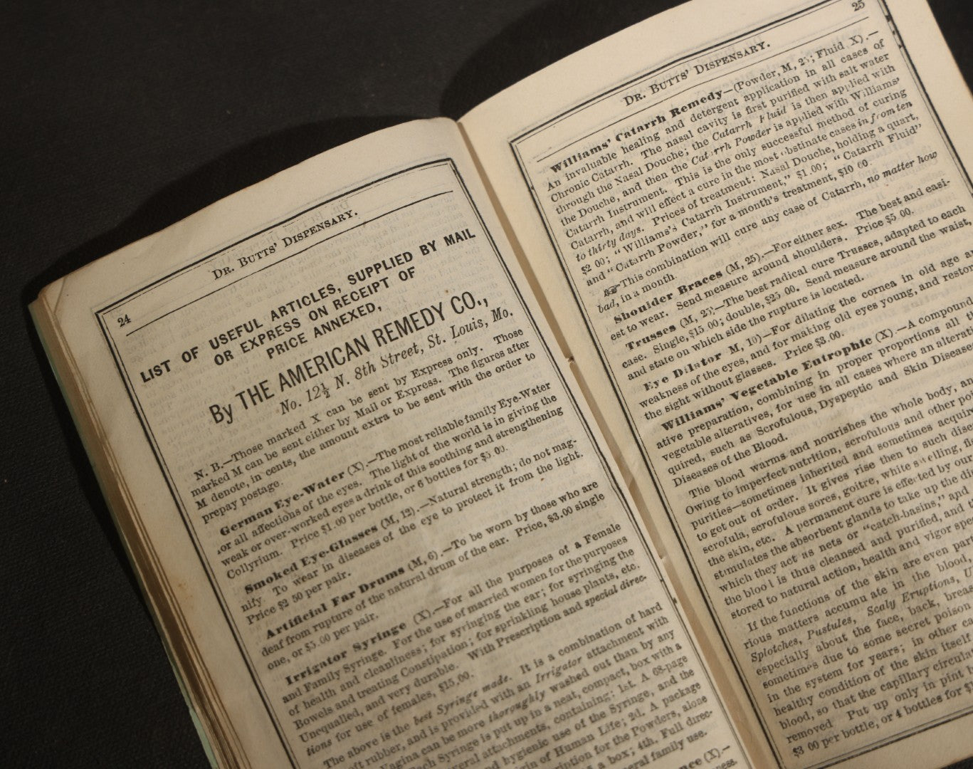 Antique Medical Advice Pamphlet, Dr. Butts' Dispensary, Sexual and Chronic Diseases, St. Louis Missouri, Patent Medicine Ads